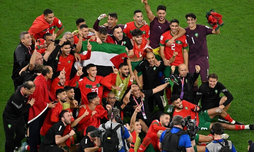 ചരിത്ര ജയത്തിനു പിന്നാലെ ഫലസ്തീന് ഐക്യദാർഢ്യവുമായി മൊറോക്കോ താരങ്ങൾ