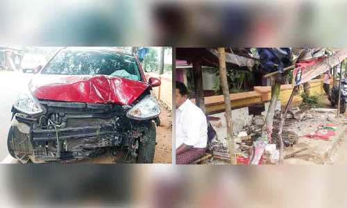 ബ​സ് കാ​ത്തി​രി​പ്പ് കേ​ന്ദ്ര​ത്തി​ലേ​ക്ക് കാ​ർ ഇ​ടി​ച്ചു​ക​യ​റി ര​ണ്ടു​പേ​ർ​ക്ക് പ​രി​ക്ക്