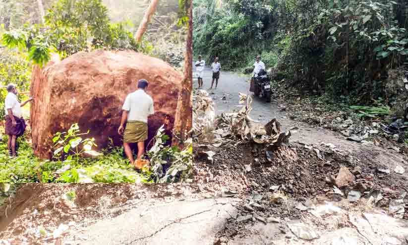A huge boulder rolled down; The road and farm were destroyed A huge boulder rolled down; The road and farm were destroyed
