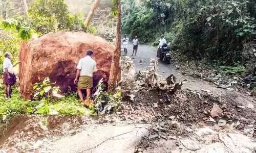 A huge boulder rolled down; The road and farm were destroyed