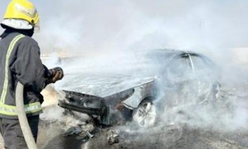 Car burnt down in Riyadh