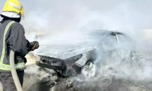 Car burnt down in Riyadh