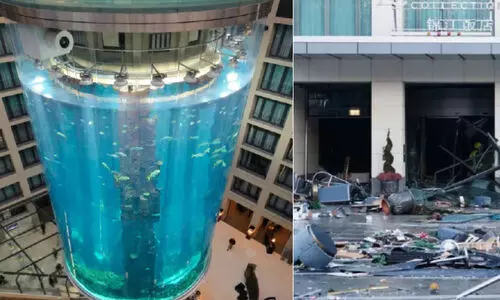 ലോ​ക​ത്തി​ലെ വ​ലി​യ സിലിൻഡർ അ​ക്വേ​റി​യം ത​ക​ർ​ന്നു