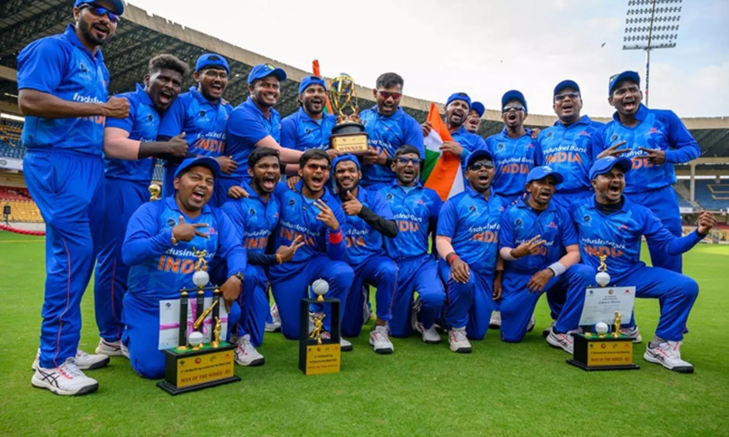 കാഴ്ചപരിമിതരുടെ ട്വന്‍റി20 ലോകകപ്പ്: ബംഗ്ലാദേശിനെ തോൽപിച്ച് ഇന്ത്യക്ക് തുടർച്ചയായ മൂന്നാം കിരീടം