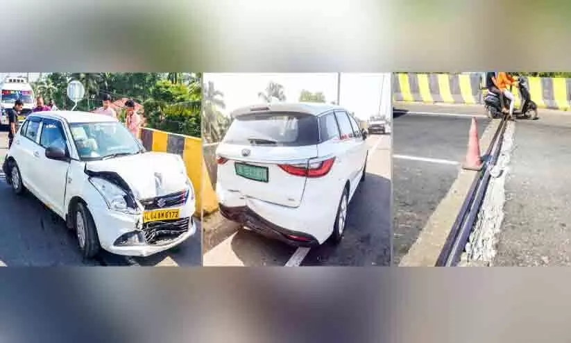 കുഴിയിൽ വീഴാതിരിക്കാൻ ബ്രേക്കിട്ടു; ആലപ്പുഴ ബൈപാസ് മേൽപാലത്തിൽ വാഹനങ്ങളുടെ കൂട്ടയിടി കുഴിയിൽ വീഴാതിരിക്കാൻ ബ്രേക്കിട്ടു; ആലപ്പുഴ ബൈപാസ് മേൽപാലത്തിൽ വാഹനങ്ങളുടെ കൂട്ടയിടി