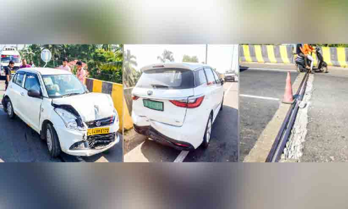 കുഴിയിൽ വീഴാതിരിക്കാൻ ബ്രേക്കിട്ടു; ആലപ്പുഴ ബൈപാസ് മേൽപാലത്തിൽ വാഹനങ്ങളുടെ കൂട്ടയിടി