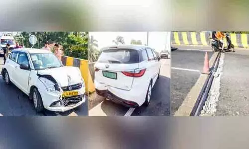 കുഴിയിൽ വീഴാതിരിക്കാൻ ബ്രേക്കിട്ടു; ആലപ്പുഴ ബൈപാസ് മേൽപാലത്തിൽ വാഹനങ്ങളുടെ കൂട്ടയിടി