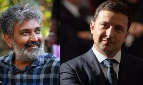SS Rajamouli  Opens Up RRR song Naatu Naatu outside Ukraine President Zelenskyys residence