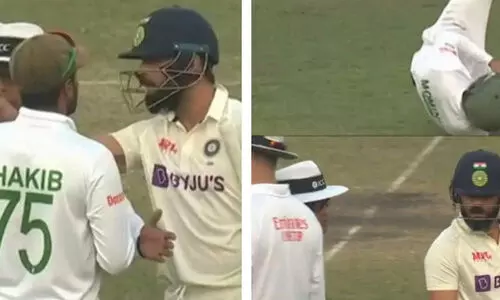 ഔട്ടായതിനു പിന്നാലെ ‘കൈവിട്ട ആഘോഷം’; ബംഗ്ലാദേശ് താരത്തോട് കൊമ്പുകോർത്ത് വിരാട് കോഹ്ലി ഔട്ടായതിനു പിന്നാലെ ‘കൈവിട്ട ആഘോഷം’; ബംഗ്ലാദേശ് താരത്തോട് കൊമ്പുകോർത്ത് വിരാട് കോഹ്ലി