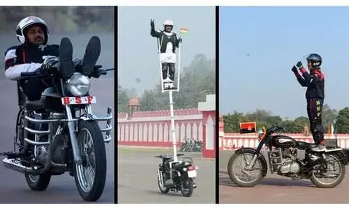BSF creates three world records riding on Royal Enfield 350cc motorcycles