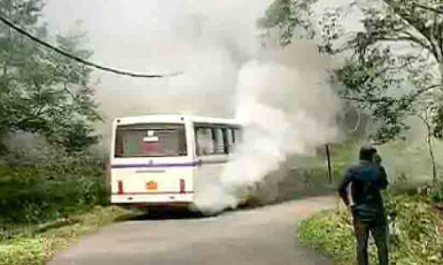 തേക്കടി യാത്രക്കിടെ വനം വകുപ്പ് വാഹനത്തിൽ പുക; പരിഭ്രാന്തരായി സഞ്ചാരികൾ