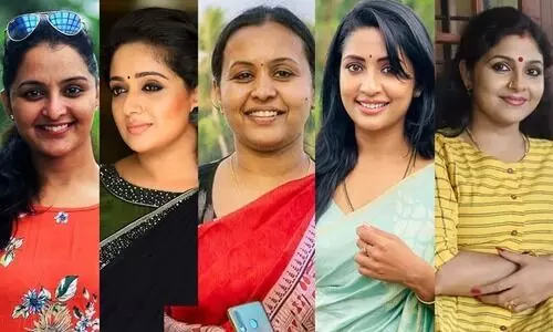 മഞ്ജു വാര്യർ, കാവ്യ, നവ്യ, അമ്പിളി ദേവി, മന്ത്രി വീണ ജോർജ് എന്നിവർ കലോത്സവത്തിൽ പ​ങ്കെടുത്തപ്പോൾ