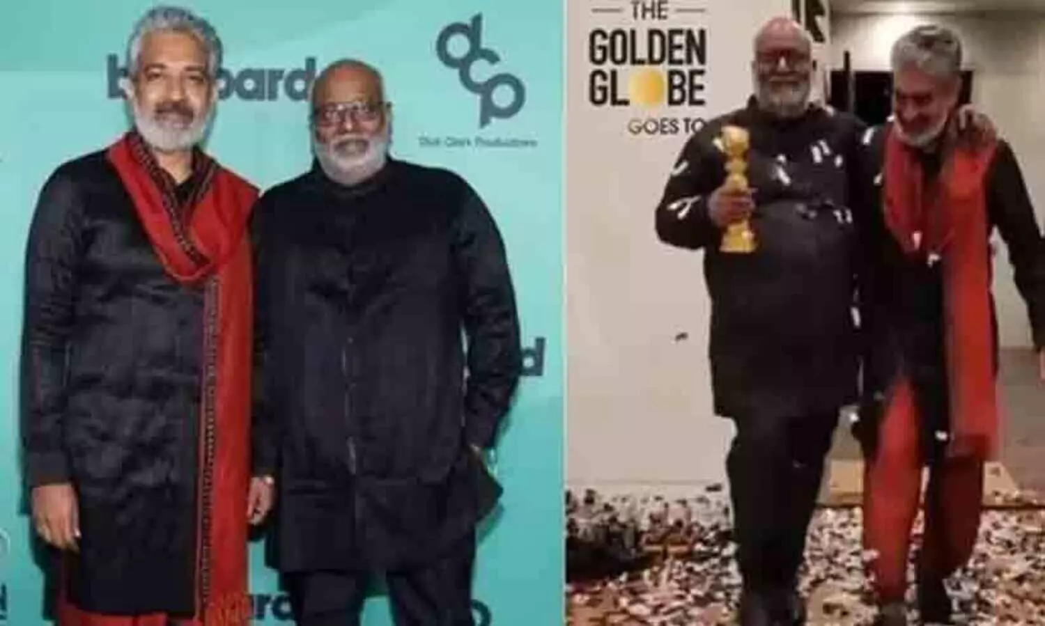 SS Rajamouli performs Naatu Naatu hook step with MM Keeravani after Golden Globes