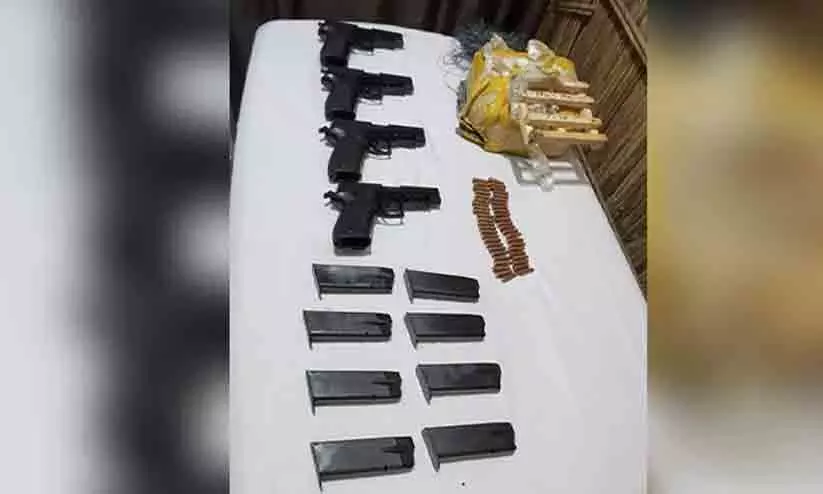 The consignment included 4 Chinese-made pistols, eight magazines and 47 live rounds.