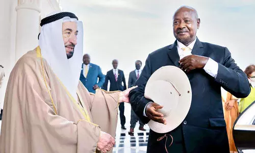 ശൈ​ഖ്​ സു​ൽ​ത്താ​നും യു​ഗാ​ണ്ട പ്ര​സി​ഡ​ന്‍റും കൂ​ടി​ക്കാ​ഴ്ച ന​ട​ത്തി