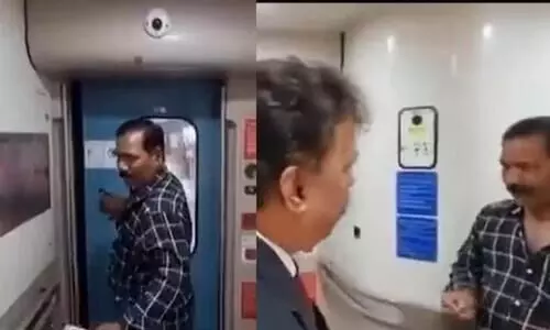 Watch: Man boards Vande Bharat train to click selfie, gets locked