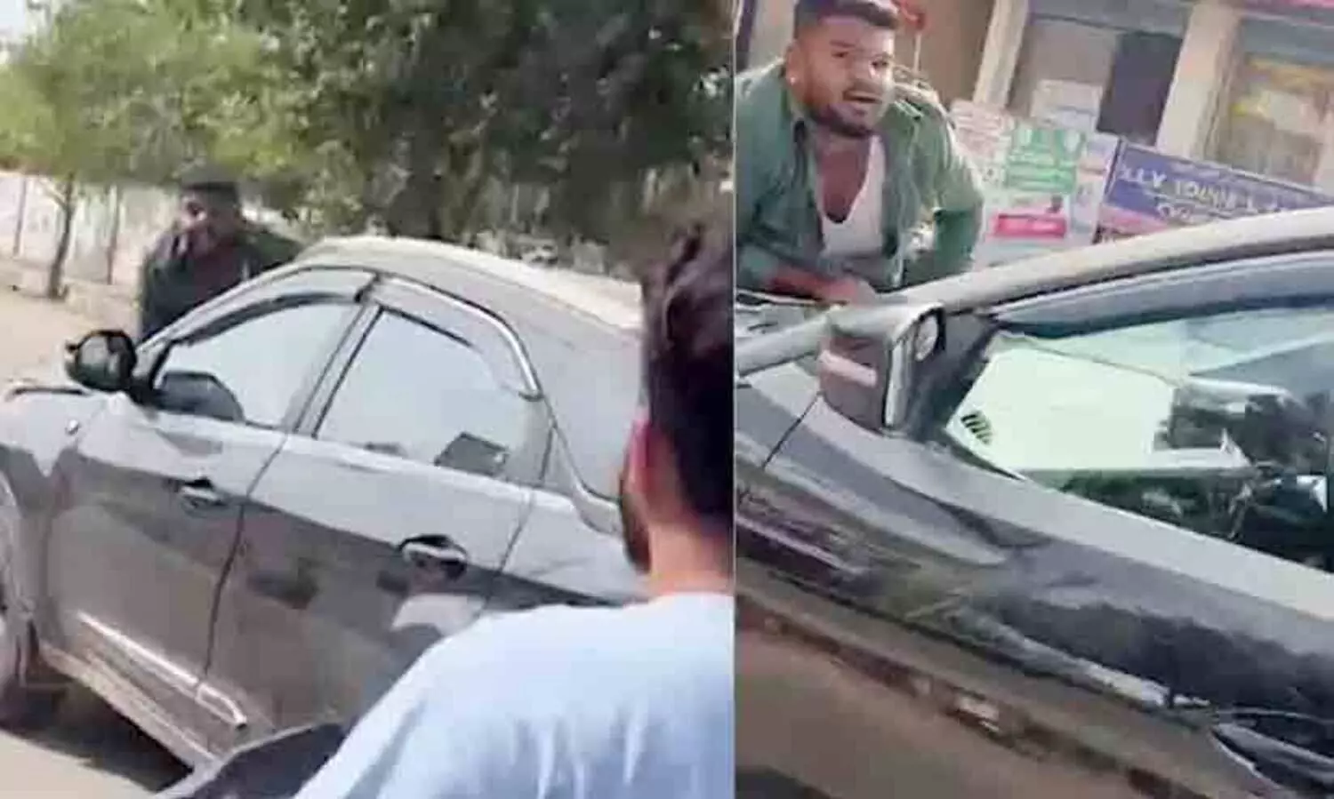 യുവാവിനെ കാറിന്റെ ബോണറ്റിൽ വെച്ച് വണ്ടിയോടിച്ചു; യുവതിയും ഭർത്താവും അടക്കം അഞ്ചുപേർ അറസ്റ്റിൽ-വിഡിയോ