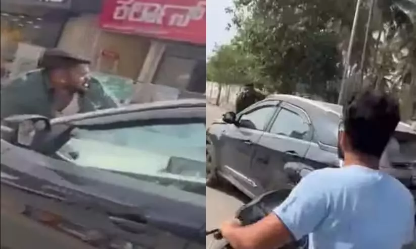VIDEO Bengaluru woman drags man car bonnet