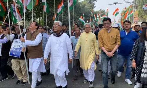 ത്രിപുരയിൽ പ്രചാരണത്തിന്​ തുടക്കമിട്ട്​ സി.പി.എം- കോൺഗ്രസ്​ റാലി