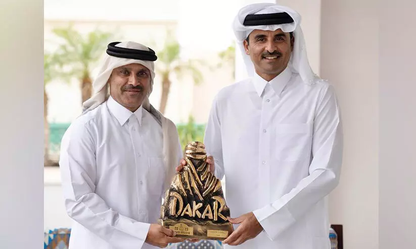 ഡാ​ക്ക​ർ റാ​ലി ചാ​മ്പ്യ​ൻ നാ​സ​ർ അ​ൽ അ​തി​യ്യ​ക്ക് അ​മീ​റി​​ന്റെ അ​ഭി​ന​ന്ദ​നം