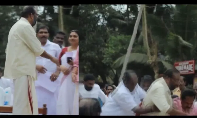 പ്രതിഷേധ ധര്ണക്കിടെ എം.എൽ.എയുടെ വേദി തകര്ന്നു പ്രതിഷേധ ധര്ണക്കിടെ എം.എൽ.എയുടെ വേദി തകര്ന്നു