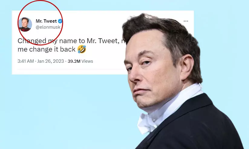 പേര് മാറ്റാൻ ‘ട്വിറ്റർ’ സമ്മതിക്കുന്നില്ലെന്ന് ഇലോൺ മസ്ക്; പുതിയ പേര് ‘മിസ്റ്റർ ട്വീറ്റ്’ പേര് മാറ്റാൻ ‘ട്വിറ്റർ’ സമ്മതിക്കുന്നില്ലെന്ന് ഇലോൺ മസ്ക്; പുതിയ പേര് ‘മിസ്റ്റർ ട്വീറ്റ്’