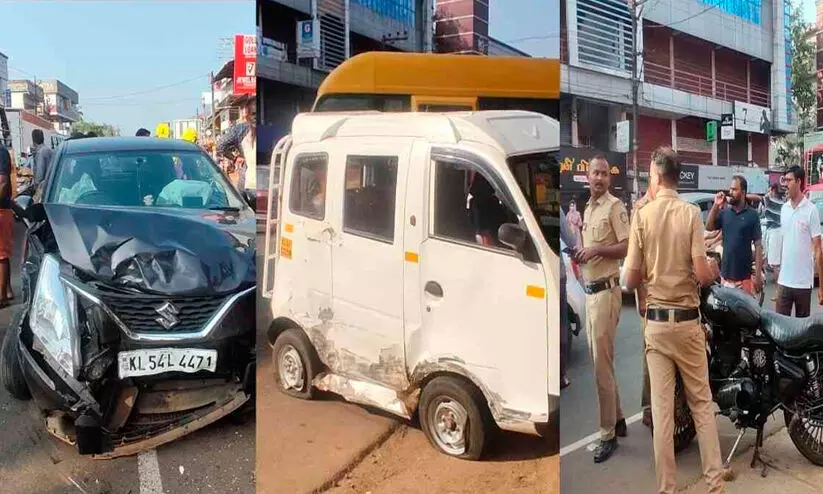 ചങ്ങരംകുളത്ത് മൂന്ന് വാഹനങ്ങൾ കൂട്ടിയിടിച്ച് രണ്ടുപേർക്ക് പരിക്കേറ്റു