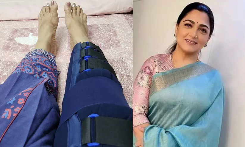 Actress Kushboos Leg Got  Fractured