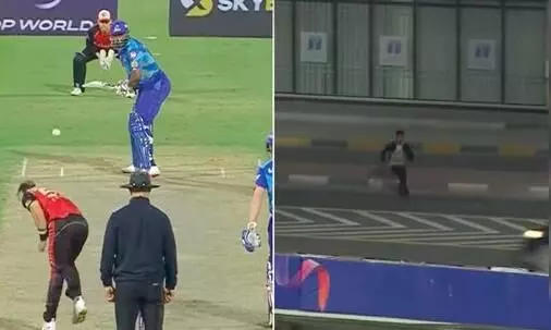 ഷാർജ മൈതാനത്തിനു പുറത്തേക്ക് സിക്സറടിച്ചുപറത്തി പൊളാർഡ്; പന്ത് കൈയിലെടുത്ത യാത്രക്കാരൻ ചെയ്തത്... വിഡിയോ