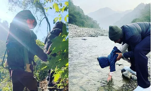 Virat Kohli carries daughter Vamika on his shoulders as they trek with Anushka Sharma in Rishikesh.