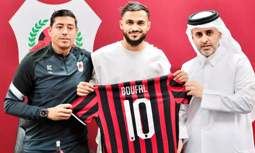 മൊറോക്കോ താരം സുഫിയാൻ ബൂഫലിനെ അൽ റയ്യാൻ ക്ലബ് അവതരിപ്പിച്ചപ്പോൾ മൊറോക്കോ താരം സുഫിയാൻ ബൂഫലിനെ അൽ റയ്യാൻ ക്ലബ് അവതരിപ്പിച്ചപ്പോൾ