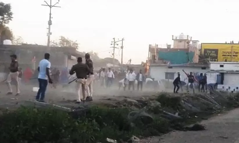 Madhya Pradesh Cops Run For Cover As Huge Mob Attacks Police Team