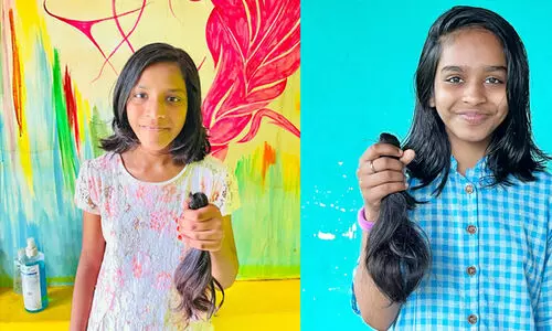 അ​ർ​ബു​ദ​ബാ​ധി​ത​ർ​ക്ക് മു​ടി മു​റി​ച്ചു​ന​ല്‍കി റീ​മും   റി​ഹാ​മും