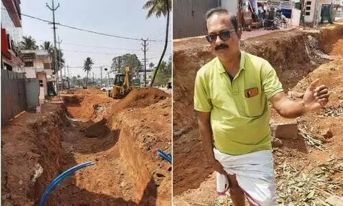 ദേശീയപാത വികസനം; ഓടക്കായി എടുത്ത കുഴികൾ അപകടക്കെണി ദേശീയപാത വികസനം; ഓടക്കായി എടുത്ത കുഴികൾ അപകടക്കെണി