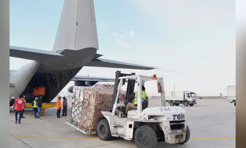 തു​ർ​ക്കി​യ, സി​റി​യ ഭൂ​ക​മ്പം ;22 സ​ഹാ​യ​വി​മാ​ന​ങ്ങ​ൾ പ​റ​ന്നു