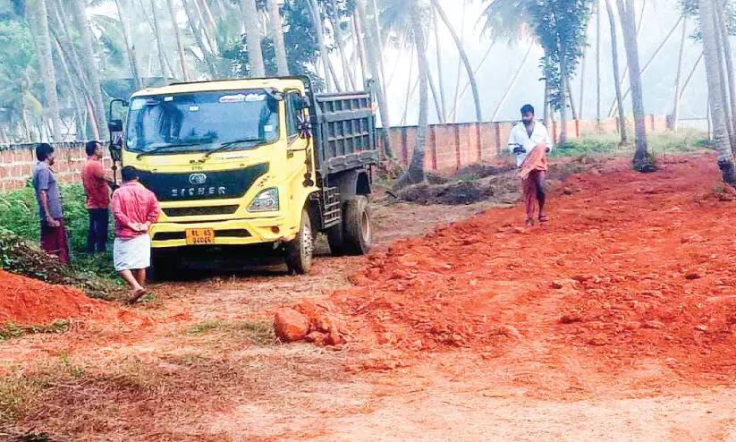 lorry came to fill the field