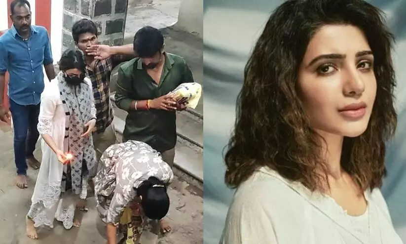 Samantha Ruth Prabhu, Battling Myositis, Climbs 600 Steps To Palani Murugan Temple Samantha Ruth Prabhu, Battling Myositis, Climbs 600 Steps To Palani Murugan Temple