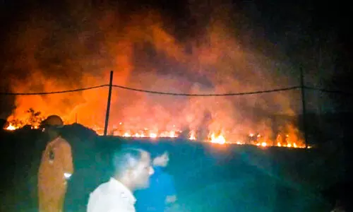 ബ്രഹ്മപുരം കൂളിയാട്ട് പാടത്ത് വൻതീപിടിത്തം