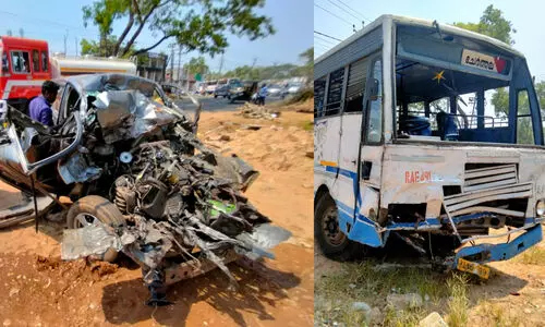 കെ.എസ്.ആർ.ടി.സി ബസിൽ കാറിടിച്ച് ഒരാൾ മരിച്ചു