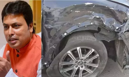 ബി.ജെ.പി നേതാവ് ബിപ്ലബ് കുമാർ ദേബിന്റെ കാർ അപകടത്തിൽപ്പെട്ടു