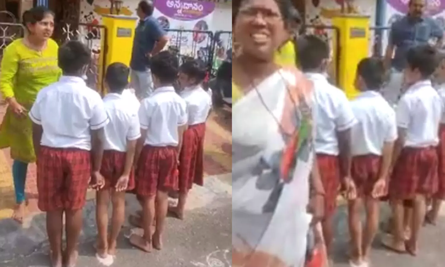 പൊരിവെയിലിൽ ചെരുപ്പിടാതെ വിദ്യാർഥികളെ റോഡിൽ നിർത്തി ശിക്ഷ; പ്രതിഷേധം