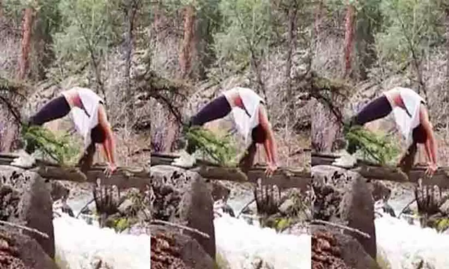 ഒഴുകുന്ന പുഴക്ക് കുറുകെ യുവതിയുടെ യോഗാഭ്യാസം -വൈറലായി വിഡിയോ