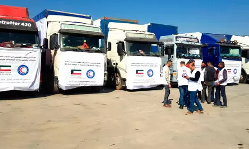 കെ.ആർ.സി.എസ് ട്രക്കുകൾ സിറിയയിലെത്തി കെ.ആർ.സി.എസ് ട്രക്കുകൾ സിറിയയിലെത്തി