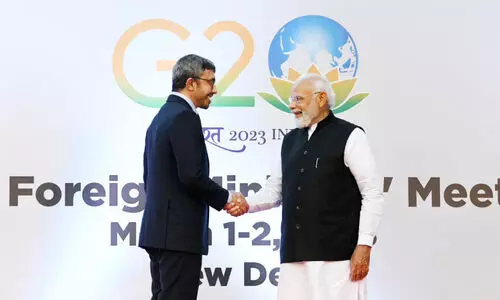 ശൈ​ഖ്​ അ​ബ്​​ദു​ല്ല​യും ന​രേ​ന്ദ്ര മോ​ദി​യും കൂ​ടി​ക്കാ​ഴ്ച ന​ട​ത്തി