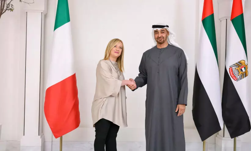 ഇറ്റാലിയൻ പ്രധാനമന്ത്രി യു.എ.ഇയിൽ; വിവിധ മേഖലകളിൽ സഹകരണത്തിന് ചർച്ച ഇറ്റാലിയൻ പ്രധാനമന്ത്രി യു.എ.ഇയിൽ; വിവിധ മേഖലകളിൽ സഹകരണത്തിന് ചർച്ച