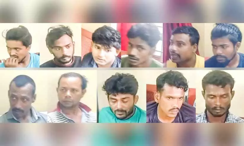 പണംവെച്ച് ചീട്ടുകളി; അന്തർസംസ്ഥാന തൊഴിലാളികൾ അറസ്റ്റിൽ