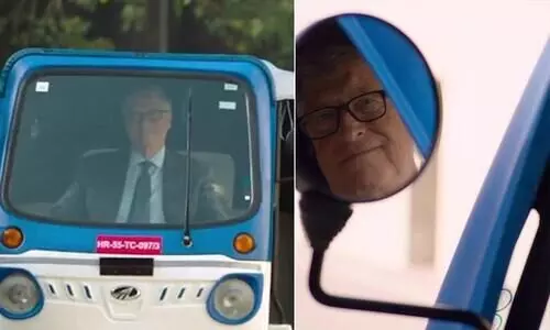 Watch: Bill Gates Drives Electric Auto Rickshaw