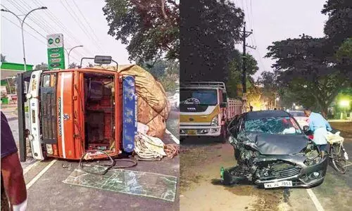 കാറും ലോറിയും കൂട്ടിയിടിച്ച് നാല് പേർക്ക് പരിക്ക്