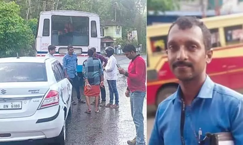 KSRTC driver faints while running The conductor KSRTC driver faints while running The conductor