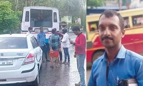 KSRTC driver faints while running The conductor KSRTC driver faints while running The conductor